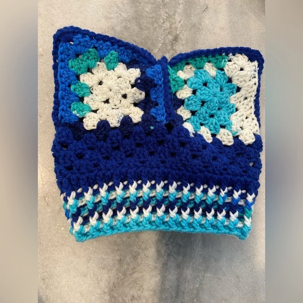 Handmade Crochet Cat Animal Ear Beanie Hat Cozy Ribbed Brim Stretch Winter Hat